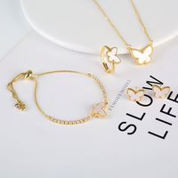 Copper Gold Plated Simple Style Classic Style Plating Butterfly Jewelry Set sku image 2