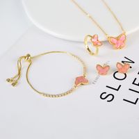 Copper Gold Plated Simple Style Classic Style Plating Butterfly Jewelry Set main image 3