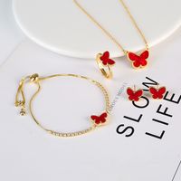 Copper Gold Plated Simple Style Classic Style Plating Butterfly Jewelry Set sku image 1