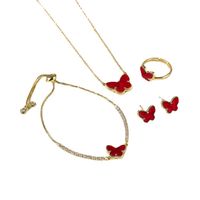 Copper Gold Plated Simple Style Classic Style Plating Butterfly Jewelry Set main image 2
