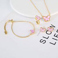 Copper Gold Plated Simple Style Classic Style Plating Butterfly Jewelry Set sku image 6