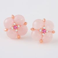 1 Pair Sweet Leaf Inlay Agate Zircon Ear Studs sku image 5