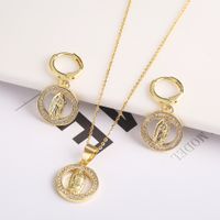 Copper 18K Gold Plated Simple Style Classic Style Inlay Color Block Rhinestones Jewelry Set main image 4