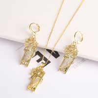 Copper 18K Gold Plated Simple Style Classic Style Inlay Color Block Rhinestones Jewelry Set sku image 16