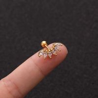 1 Piece IG Style Star Moon Inlay 304 Stainless Steel Zircon 14K Gold Plated Ear Studs main image 4