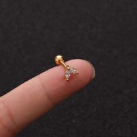 1 Piece IG Style Star Moon Inlay 304 Stainless Steel Zircon 14K Gold Plated Ear Studs main image 9