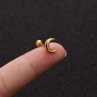 1 Piece IG Style Star Moon Inlay 304 Stainless Steel Zircon 14K Gold Plated Ear Studs main image 7