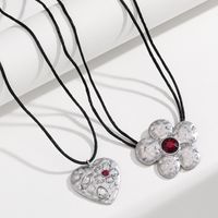 Nordic Style Heart Shape Flower Zinc Alloy Plating Inlay Glass Women's Necklace main image 1