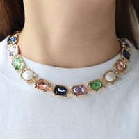 Nordic Style Geometric Zinc Alloy Plating Inlay Artificial Pearls Glass Women's Necklace main image 2