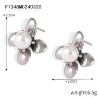 1 Paire Élégant À La Française Style Simple Fleur Incruster Acier Au Titane Perles Artificielles Plaqué Or 18K Boucles D'Oreilles main image 10