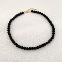 Simple Style Classic Style Round Copper Obsidian Beaded Men's Necklace main image 2
