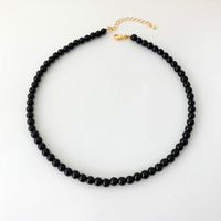 Simple Style Classic Style Round Copper Obsidian Beaded Men's Necklace sku image 3