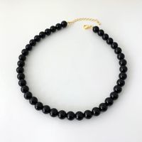 Einfacher Stil Klassischer Stil Runden Kupfer Obsidian Perlen Männer Halskette sku image 5