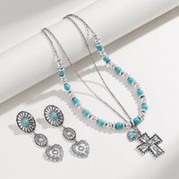 Ethnic Style Geometric Alloy Beaded Plating Inlay Turquoise Women's Earrings Necklace main image 1