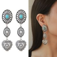 Ethnic Style Geometric Alloy Beaded Plating Inlay Turquoise Women's Earrings Necklace main image 3
