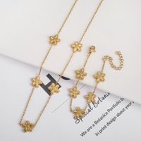 304 Stainless Steel 18K Gold Plated Simple Style Classic Style Plating Flower Jewelry Set main image 1