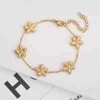 304 Stainless Steel 18K Gold Plated Simple Style Classic Style Plating Flower Jewelry Set main image 5