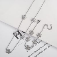 304 Stainless Steel 18K Gold Plated Simple Style Classic Style Plating Flower Jewelry Set main image 2