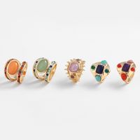 Wholesale Jewelry Retro Geometric Alloy Semi-precious Stone Plating Inlay Rings main image 3