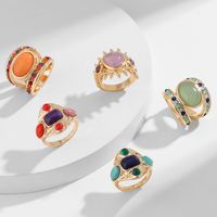Wholesale Jewelry Retro Geometric Alloy Semi-precious Stone Plating Inlay Rings main image 1