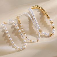 Simple Style Geometric Imitation Pearl Alloy Beaded Women's Necklace main image 1