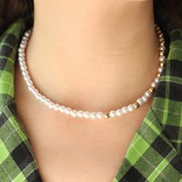 Simple Style Geometric Imitation Pearl Alloy Beaded Women's Necklace main image 3