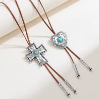 Ethnic Style Heart Shape Alloy Inlay Turquoise Women's Pendant Necklace main image 5