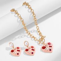 Simple Style Classic Style Heart Shape Alloy Inlay Rhinestones Women's Earrings Necklace main image 1