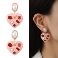 Simple Style Classic Style Heart Shape Alloy Inlay Rhinestones Women's Earrings Necklace main image 4