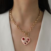 Simple Style Classic Style Heart Shape Alloy Inlay Rhinestones Women's Earrings Necklace main image 3