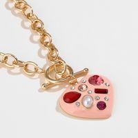 Simple Style Classic Style Heart Shape Alloy Inlay Rhinestones Women's Earrings Necklace main image 2