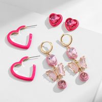 1 Pair Cute Sweet Geometric Enamel Plating Inlay Alloy Copper Glass Drill Drop Earrings main image 1