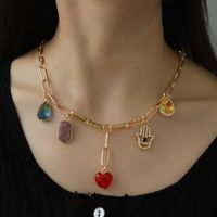 Copper Lady Modern Style Classic Style Plating Inlay Geometric Water Droplets Heart Shape Zircon Pendant Necklace main image 1