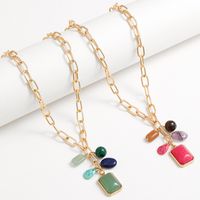 Wholesale Jewelry Ethnic Style Water Droplets Alloy Iron Artificial Gemstones Plating Pendant Necklace main image 1