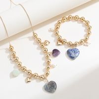 Retro Color Block CCB Natural Stone Gem Plating Gold Plated Women's Necklace main image 1