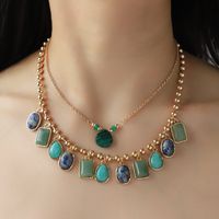 Simple Style Classic Style Geometric Alloy Turquoise  Inlay Turquoise Women's Layered Necklaces main image 4