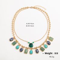 Simple Style Classic Style Geometric Alloy Turquoise  Inlay Turquoise Women's Layered Necklaces main image 2