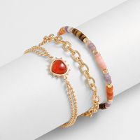 Elegant Lady Modern Style Heart Shape Alloy Iron Copper Plating Inlay Semi-precious Stone Women's Bracelets main image 4