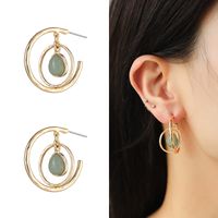 1 Pair Classic Style Color Block Inlay Metal Gem Drop Earrings main image 4