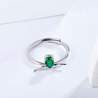 Sterling Silver Simple Style Classic Style Inlay Solid Color Lab-grown Gemstone Rings sku image 1