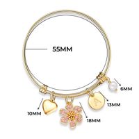 Cute Letter Pearl Flower 304 Stainless Steel 14K Gold Plated Bangle In Bulk main image 2