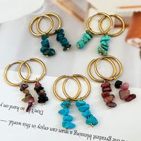 1 Pair Casual Simple Style Geometric Irregular 304 Stainless Steel Natural Stone Drop Earrings main image 5