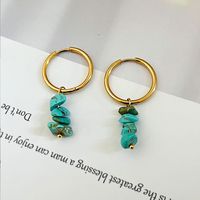 1 Pair Casual Simple Style Geometric Irregular 304 Stainless Steel Natural Stone Drop Earrings sku image 3