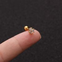 1 Piece IG Style Star Moon Inlay 304 Stainless Steel Zircon 14K Gold Plated Ear Studs sku image 1