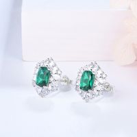 1 Pair Simple Style Classic Style Color Block Inlay Sterling Silver Lab-grown Gemstone Earrings main image 2