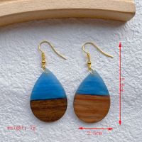 1 Pair Streetwear Geometric Hollow Out Alloy Wood Resin Drop Earrings main image 2