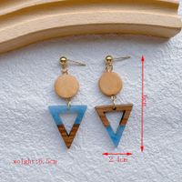 1 Pair Streetwear Geometric Hollow Out Alloy Wood Resin Drop Earrings sku image 9