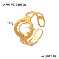 Titanium Steel 18K Gold Plated Casual Simple Style Plating Hollow Out Heart Shape Smiley Face Flower Open Rings sku image 17