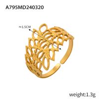 Titanium Steel 18K Gold Plated Casual Simple Style Plating Hollow Out Heart Shape Smiley Face Flower Open Rings sku image 14