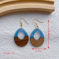 1 Pair Streetwear Geometric Hollow Out Alloy Wood Resin Drop Earrings sku image 3